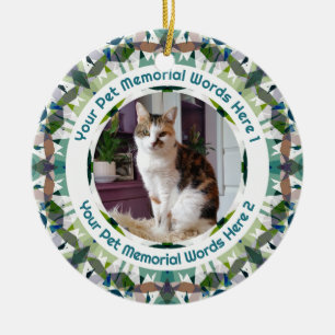 Décoration En Céramique Vert sur mesure Photo de deuil de chat de compagni