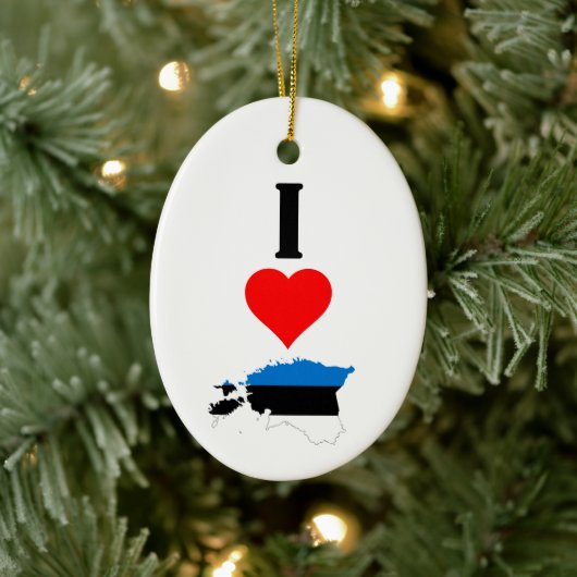 Décoration En Céramique Vertical I Love Estonie / I Heart Estonie Estonien (Arbre)