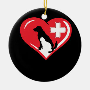 Décoration En Céramique Vétérinaire Love Chat et Chien Vétérinaire TSh