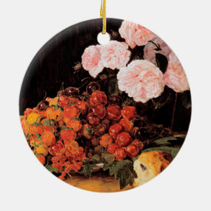 Décoration En Céramique Vie morte avec Roses, fraises et pain