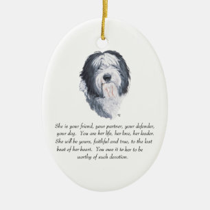 Décoration En Céramique Vieux chien de berger anglais Souvenir - Femelle