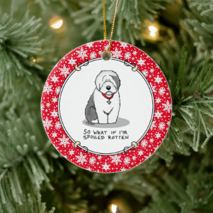 Décoration En Céramique Vieux chien de mouton anglais (Grey 1)