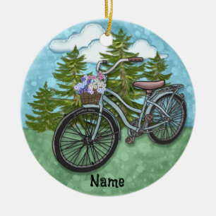 Décoration En Céramique Vieux Vélo Bicyclette Bleu