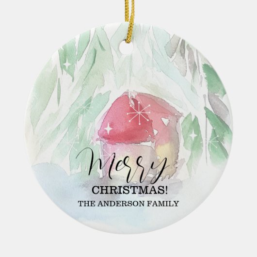 Décoration En Céramique Village de campagne Noël blanc (Devant)