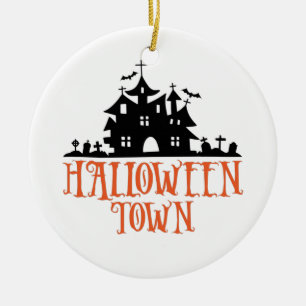 Décoration En Céramique Ville d'Halloween - Maison hantée, église Éffrayan
