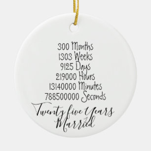 Décoration En Céramique Vingt-cinq ans marié Anniversaire 25e mariage