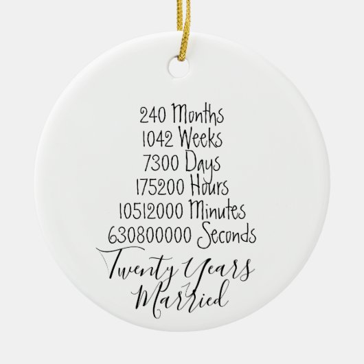 Décoration En Céramique Vingtième anniversaire 20e année mariage mariée (Devant)