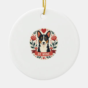 Décoration En Céramique Vintage Be Mine Corgi Saint-Valentin Floral Artisa