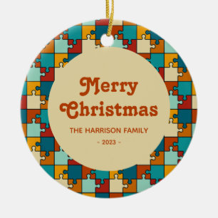 Décoration En Céramique Vintage cadre de casse-tête Joyeux Noël Photo de f