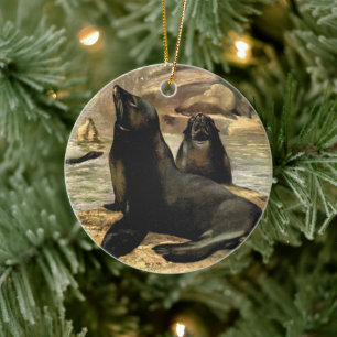 Décoration En Céramique Vintage California Sea Lions by CE Swan