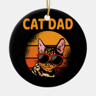 Décoration En Céramique Vintage Chat Papa Retro Style Fête des pères Homme