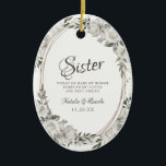 Décoration En Céramique Vintage Cherish à la soeur Maid of Honor Citation<br><div class="desc">Vintage Cerisâtre Blanc Floral & Rose Or Peint Roses et Fleurs. Un look classique et élégant Vintage, et beaucoup de gris, blanc ivoire, or Rose, rose Dusty, vert rose, feuilles et feuillage gris. Avec des éléments floraux peints à la main, des polices de script classiques Vintages et un cadre ovale...</div>