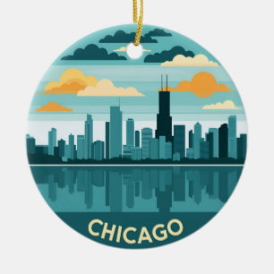Décoration En Céramique Vintage Chicago Skyline