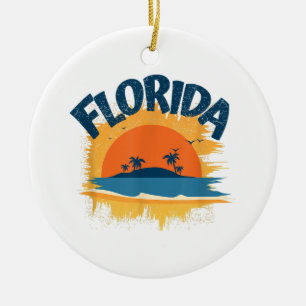 Décoration En Céramique Vintage Florida Retro Tee Design Sunshine
