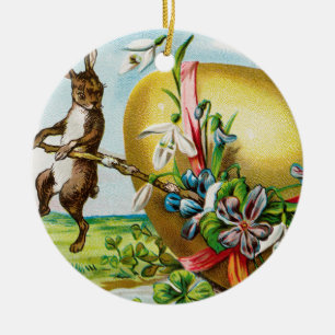 Décoration En Céramique Vintage Joyeux lapin de Pâques OEufs de Pâques
