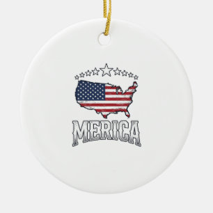 Décoration En Céramique Vintage Merica Patriote Drapeau Carte T-Shirt Desi