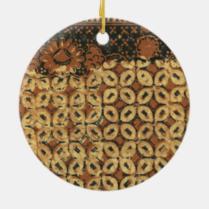 Décoration En Céramique Vintage Motif Batik Kawung Indonésien Rustique