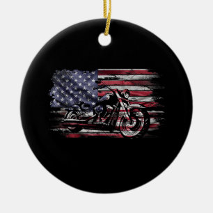 Décoration En Céramique Vintage Motorcycle USA Drapeau Retro Biker, Motorc