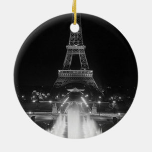 Décoration En Céramique Vintage Paris Fontains Tour Eiffel nuit