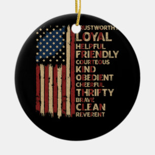 Décoration En Céramique Vintage US America Flag Scouting Scout Law