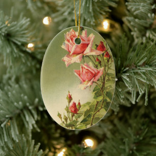 Décoration En Céramique Vintage Valentine's Day Pink Victorian Garden Rose