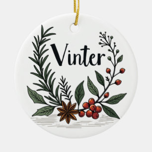 Décoration En Céramique Vinter - Scandinavian Winter Floral Ornament