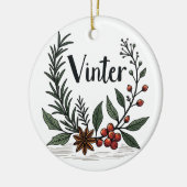 Décoration En Céramique Vinter - Scandinavian Winter Floral Ornament (Gauche)