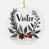 Décoration En Céramique Vinter - Scandinavian Winter Floral Ornament (Dos)