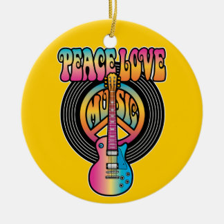 Décoration En Céramique Vinyl Peace Love Music