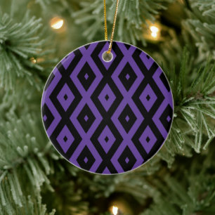 Décoration En Céramique Violet and black diamond pattern