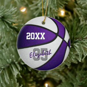 Décoration En Céramique violet blanc elle son équipe de basket memento