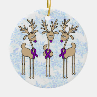Décoration En Céramique Violet Ribbon Reindeer (Lymphome de Hodgkin)