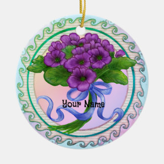 Décoration En Céramique Violets Bouquet
