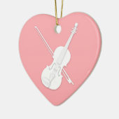 Décoration En Céramique Violon blanc & Bow Mauve Rose Coeur Personnalisé (Gauche)