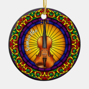 Décoration En Céramique Violon en verre tendu Nom personnalisé Noël