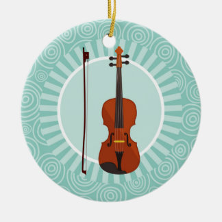 Décoration En Céramique Violon Fun Turquoise Swirl Music