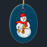 Décoration En Céramique Violon Snowman<br><div class="desc">Un bonhomme de neige portant un foulard à notes de musique et tenant un violon est un drôle de design musical hivernal pour les musiciens à cordes à l'anniversaire,  Noël et les vacances d'hiver.</div>