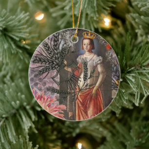 Décoration En Céramique Virgo Woman Portrait Antique Coloré Riche