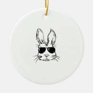 Décoration En Céramique Visage de lapin avec lunettes de soleil pour garço