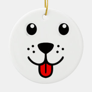 Décoration En Céramique Visage d'émoticône heureux de chien animal de comp