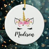 Décoration En Céramique Visage Unicorne avec cils Nom personnalisé