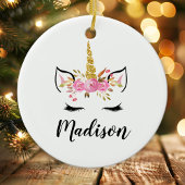 Décoration En Céramique Visage Unicorne avec cils Nom personnalisé