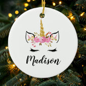 Décoration En Céramique Visage Unicorne avec cils Nom personnalisé