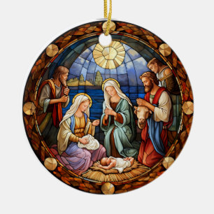 Décoration En Céramique Vitraux de la Nativité de Noël