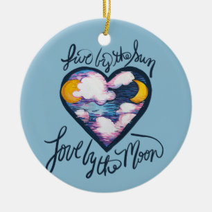 Décoration En Céramique Vivez par le Soleil Amour par la Lune rêve été