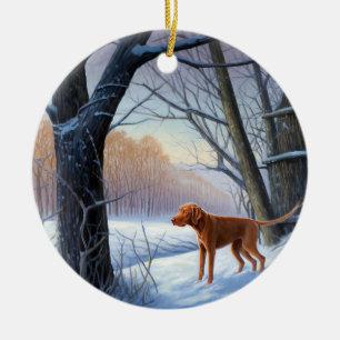 Décoration En Céramique Vizla Laissez tomber la neige de Noël