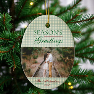Décoration En Céramique Vœux de Noël Gingham de saison