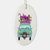 Décoration En Céramique Voiture bleue avec cadeaux de Noël (Droite)