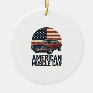 Décoration En Céramique Voiture Musclée Américaine Vintage Flag Chemise De