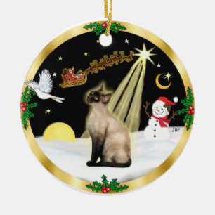 Décoration En Céramique Vol de nuit - Chat siamois point seal
